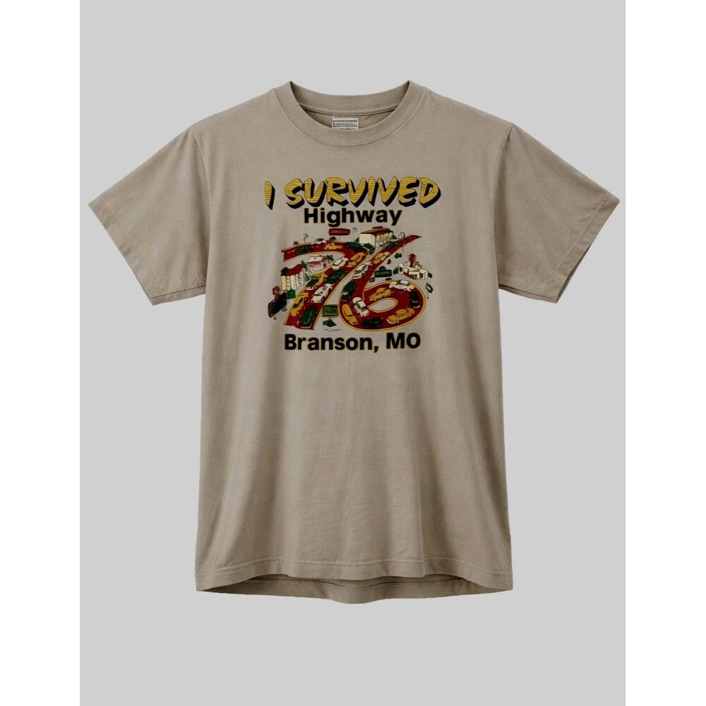 Vintage I Survived Highway 76 Branson MO Shirt Alore Single Stitch Large 90s USA